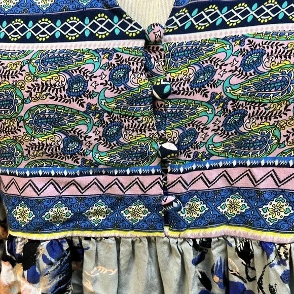 Umgee Sage V-Neck Floral Peasant Dress Women’s SM- gorgeous Boho BEAUTY Size M - Picture 9 of 11